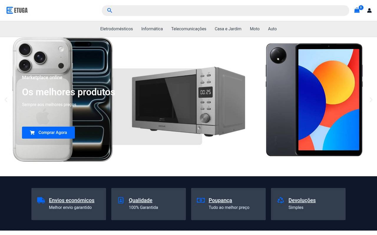 Página inicial do website ETUGA (etuga.pt)