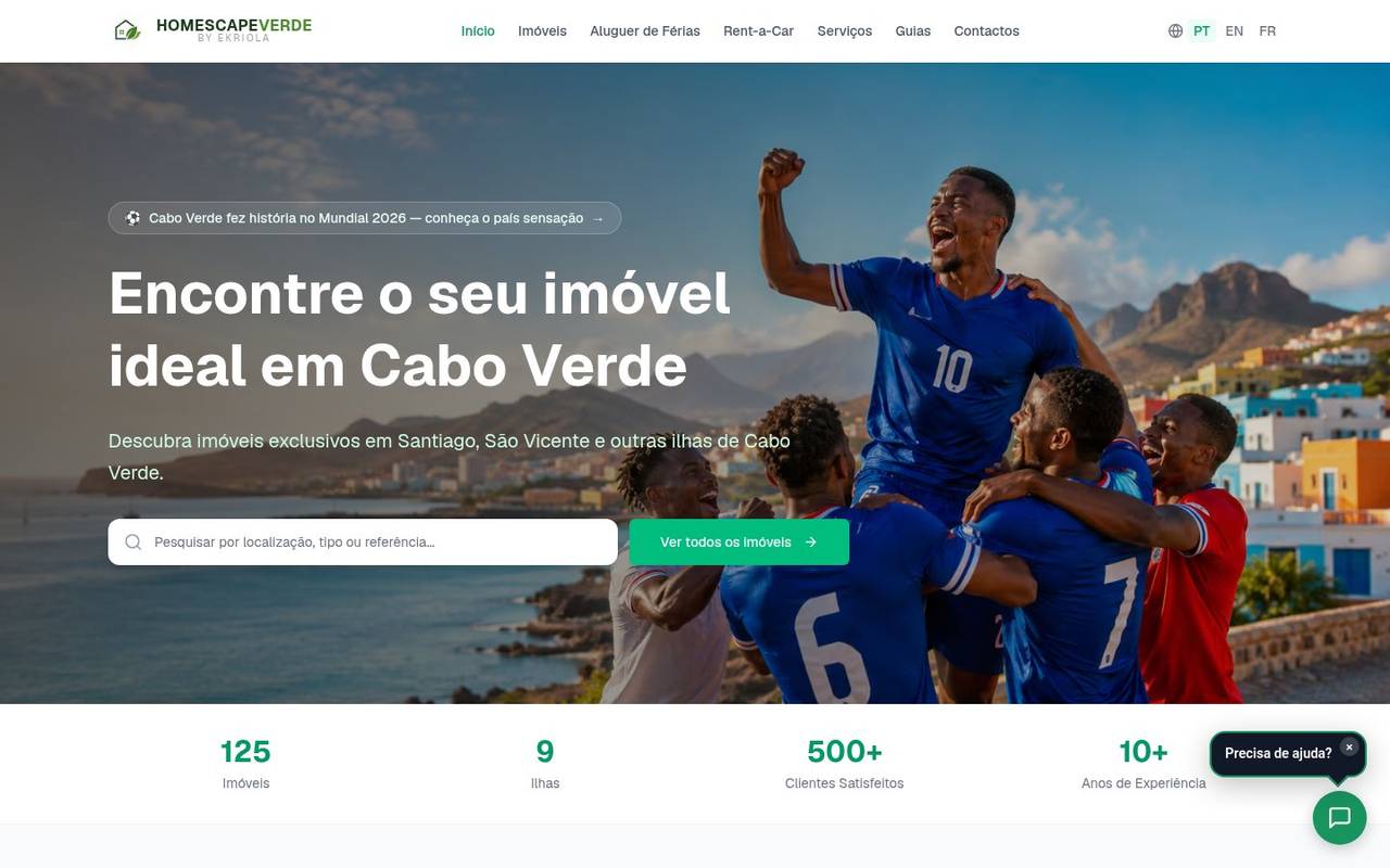 Página inicial do website Homescape Verde (homescapeverde.com)